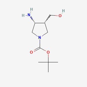 molecular formula C10H20N2O3 B594609 tert-butyl (3R,4R)-3-amino-4-(hydroxymethyl)pyrrolidine-1-carboxylate CAS No. 1207853-71-1