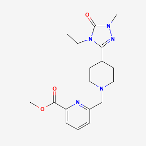 molecular formula C18H25N5O3 B5946183 methyl 6-{[4-(4-ethyl-1-methyl-5-oxo-4,5-dihydro-1H-1,2,4-triazol-3-yl)piperidin-1-yl]methyl}pyridine-2-carboxylate 