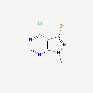 molecular formula C6H4BrClN4 B594635 3-溴-4-氯-1-甲基-1H-吡唑并[3,4-d]嘧啶 CAS No. 1240526-73-1
