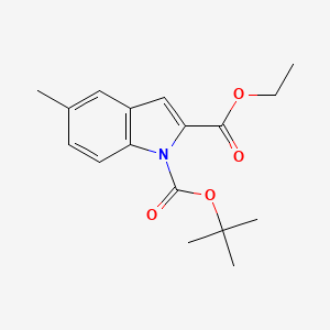 molecular formula C17H21NO4 B594649 1-叔丁基 2-乙基 5-甲基-1H-吲哚-1,2-二羧酸酯 CAS No. 1233086-44-6