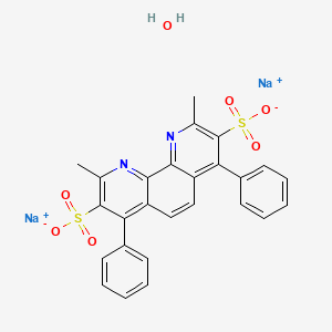 molecular formula C26H22N2NaO7S2 B594675 Bathocuproinedisulfonic acid disodium salt hydrate CAS No. 1257642-74-2