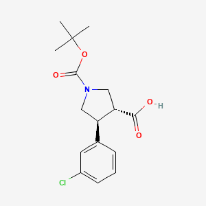 B594688 (3R,4S)-1-(tert-Butoxycarbonyl)-4-(3-chlorophenyl)pyrrolidine-3-carboxylic acid CAS No. 1217859-41-0