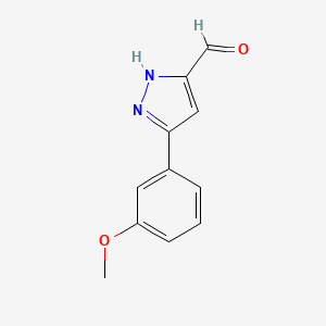 molecular formula C11H10N2O2 B594696 5-(3-甲氧基苯基)-1H-吡唑-3-甲醛 CAS No. 1257864-16-6
