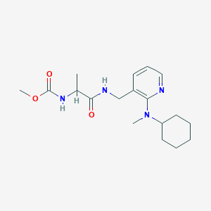 molecular formula C18H28N4O3 B5947132 methyl {2-[({2-[cyclohexyl(methyl)amino]pyridin-3-yl}methyl)amino]-1-methyl-2-oxoethyl}carbamate 