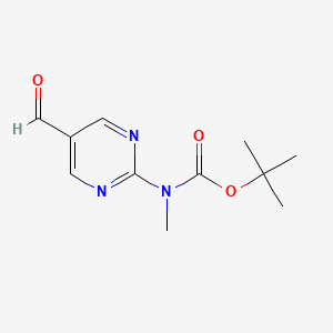 molecular formula C11H15N3O3 B594739 tert-Butyl (5-formylpyrimidin-2-yl)(methyl)carbamate CAS No. 1260876-67-2