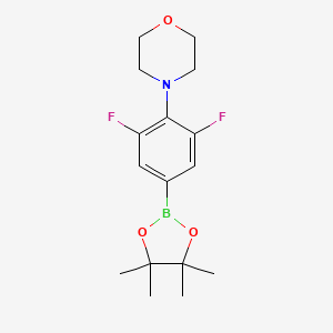 molecular formula C16H22BF2NO3 B594764 4-(2,6-Difluoro-4-(4,4,5,5-tetramethyl-1,3,2-dioxaborolan-2-YL)phenyl)morpholine CAS No. 1313738-69-0