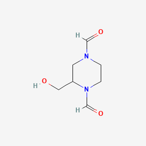 molecular formula C7H12N2O3 B594767 2-(Hydroxymethyl)piperazine-1,4-dicarbaldehyde CAS No. 131965-78-1