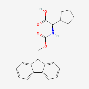 molecular formula C22H23NO4 B594784 (R)-2-((((9H-Fluoren-9-yl)methoxy)carbonyl)amino)-2-cyclopentylacetic acid CAS No. 136555-16-3