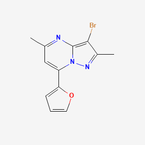 molecular formula C12H10BrN3O B594834 3-Bromo-7-(furan-2-yl)-2,5-dimethylpyrazolo[1,5-a]pyrimidine CAS No. 1263285-84-2