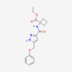 molecular formula C18H21N3O4 B5948812 ethyl 1-({[5-(phenoxymethyl)-1H-pyrazol-3-yl]carbonyl}amino)cyclobutanecarboxylate 