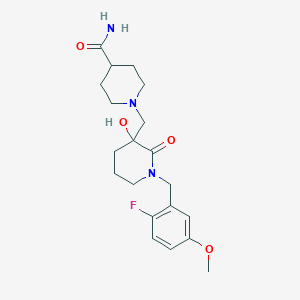 1-{[1-(2-fluoro-5-methoxybenzyl)-3-hydroxy-2-oxopiperidin-3-yl]methyl}piperidine-4-carboxamide