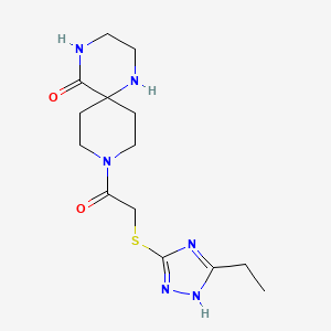 9-{[(3-ethyl-1H-1,2,4-triazol-5-yl)thio]acetyl}-1,4,9-triazaspiro[5.5]undecan-5-one