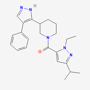 (2-ethyl-5-propan-2-ylpyrazol-3-yl)-[3-(4-phenyl-1H-pyrazol-5-yl)piperidin-1-yl]methanone