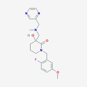 1-(2-fluoro-5-methoxybenzyl)-3-hydroxy-3-{[methyl(pyrazin-2-ylmethyl)amino]methyl}piperidin-2-one