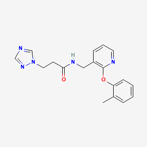 N-{[2-(2-methylphenoxy)pyridin-3-yl]methyl}-3-(1H-1,2,4-triazol-1-yl)propanamide