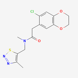 2-(7-chloro-2,3-dihydro-1,4-benzodioxin-6-yl)-N-methyl-N-[(4-methyl-1,2,3-thiadiazol-5-yl)methyl]acetamide