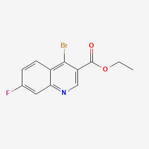 molecular formula C12H9BrFNO2 B595055 Ethyl 4-bromo-7-fluoroquinoline-3-carboxylate CAS No. 1242260-18-9