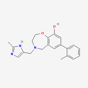 molecular formula C21H23N3O2 B5950610 4-[(2-methyl-1H-imidazol-4-yl)methyl]-7-(2-methylphenyl)-2,3,4,5-tetrahydro-1,4-benzoxazepin-9-ol 