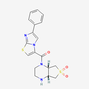 [(4aS,7aR)-6,6-dioxo-2,3,4a,5,7,7a-hexahydro-1H-thieno[3,4-b]pyrazin-4-yl]-(6-phenylimidazo[2,1-b][1,3]thiazol-3-yl)methanone