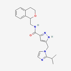 N-(3,4-dihydro-1H-isochromen-1-ylmethyl)-5-[(2-propan-2-ylimidazol-1-yl)methyl]-1H-pyrazole-3-carboxamide