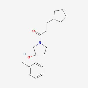 1-(3-cyclopentylpropanoyl)-3-(2-methylphenyl)pyrrolidin-3-ol