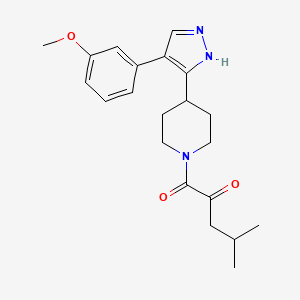 molecular formula C21H27N3O3 B5950902 1-[4-[4-(3-methoxyphenyl)-1H-pyrazol-5-yl]piperidin-1-yl]-4-methylpentane-1,2-dione 