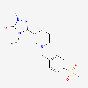 molecular formula C18H26N4O3S B5950927 4-ethyl-2-methyl-5-{1-[4-(methylsulfonyl)benzyl]piperidin-3-yl}-2,4-dihydro-3H-1,2,4-triazol-3-one 