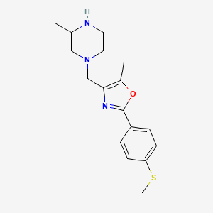 molecular formula C17H23N3OS B5950952 3-methyl-1-({5-methyl-2-[4-(methylthio)phenyl]-1,3-oxazol-4-yl}methyl)piperazine hydrochloride 