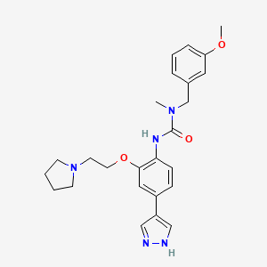 molecular formula C25H31N5O3 B595140 Urea, N-[(3-methoxyphenyl)methyl]-N-methyl-N'-[4-(1H-pyrazol-4-yl)-2-[2-(1-pyrrolidinyl)ethoxy]phenyl]- CAS No. 1225199-26-7