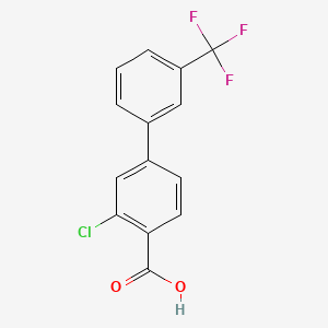 molecular formula C14H8ClF3O2 B595149 3-Chloro-3'-(trifluoromethyl)-[1,1'-biphenyl]-4-carboxylic acid CAS No. 1238694-75-1