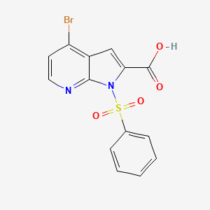 molecular formula C14H9BrN2O4S B595150 1-(Phenylsulphonyl)-4-bromo-7-azaindole-2-carboxylic acid CAS No. 1227268-63-4