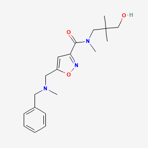 molecular formula C19H27N3O3 B5951512 5-{[benzyl(methyl)amino]methyl}-N-(3-hydroxy-2,2-dimethylpropyl)-N-methylisoxazole-3-carboxamide 