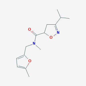 molecular formula C14H20N2O3 B5951566 3-isopropyl-N-methyl-N-[(5-methyl-2-furyl)methyl]-4,5-dihydroisoxazole-5-carboxamide 