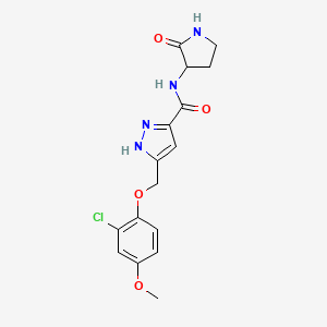 molecular formula C16H17ClN4O4 B5951567 5-[(2-chloro-4-methoxyphenoxy)methyl]-N-(2-oxopyrrolidin-3-yl)-1H-pyrazole-3-carboxamide 