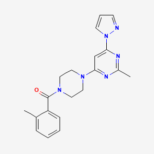 2-methyl-4-[4-(2-methylbenzoyl)-1-piperazinyl]-6-(1H-pyrazol-1-yl)pyrimidine