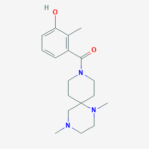 molecular formula C18H27N3O2 B5951755 3-[(1,4-dimethyl-1,4,9-triazaspiro[5.5]undec-9-yl)carbonyl]-2-methylphenol 