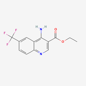 molecular formula C13H11F3N2O2 B595176 Ethyl 4-amino-6-(trifluoromethyl)quinoline-3-carboxylate CAS No. 1206108-53-3