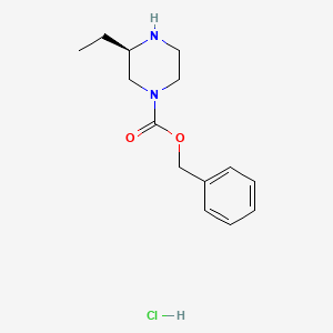 molecular formula C14H21ClN2O2 B595179 (R)-Benzyl 3-ethylpiperazine-1-carboxylate hydrochloride CAS No. 1217699-53-0