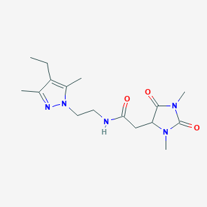 molecular formula C16H25N5O3 B5951849 2-(1,3-dimethyl-2,5-dioxo-4-imidazolidinyl)-N-[2-(4-ethyl-3,5-dimethyl-1H-pyrazol-1-yl)ethyl]acetamide 