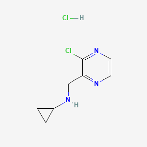 molecular formula C8H11Cl2N3 B595192 N-((3-Chloropyrazin-2-YL)methyl)cyclopropanamine hydrochloride CAS No. 1289387-53-6