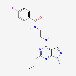 4-fluoro-N-{2-[(1-methyl-6-propyl-1H-pyrazolo[3,4-d]pyrimidin-4-yl)amino]ethyl}benzamide