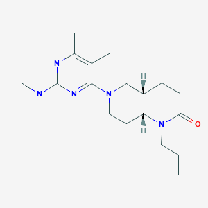 molecular formula C19H31N5O B5951943 (4aS*,8aR*)-6-[2-(dimethylamino)-5,6-dimethylpyrimidin-4-yl]-1-propyloctahydro-1,6-naphthyridin-2(1H)-one 