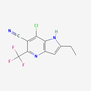 molecular formula C11H7ClF3N3 B595202 7-chloro-2-ethyl-5-(trifluoromethyl)-1H-pyrrolo[3,2-b]pyridine-6-carbonitrile CAS No. 1260897-26-4