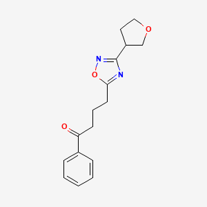 molecular formula C16H18N2O3 B5952030 1-phenyl-4-[3-(tetrahydrofuran-3-yl)-1,2,4-oxadiazol-5-yl]butan-1-one 