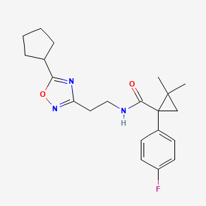 molecular formula C21H26FN3O2 B5952035 N-[2-(5-cyclopentyl-1,2,4-oxadiazol-3-yl)ethyl]-1-(4-fluorophenyl)-2,2-dimethylcyclopropanecarboxamide 