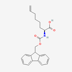molecular formula C23H25NO4 B595205 (S)-2-((((9H-Fluoren-9-yl)methoxy)carbonyl)amino)oct-7-enoic acid CAS No. 1251904-51-4