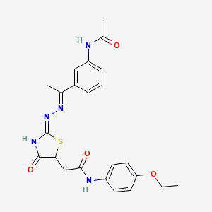 2-[2-({1-[3-(acetylamino)phenyl]ethylidene}hydrazono)-4-hydroxy-2,5-dihydro-1,3-thiazol-5-yl]-N-(4-ethoxyphenyl)acetamide