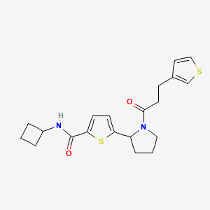 molecular formula C20H24N2O2S2 B5952180 N-cyclobutyl-5-{1-[3-(3-thienyl)propanoyl]-2-pyrrolidinyl}-2-thiophenecarboxamide 