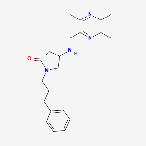 molecular formula C21H28N4O B5952186 1-(3-phenylpropyl)-4-{[(3,5,6-trimethyl-2-pyrazinyl)methyl]amino}-2-pyrrolidinone 