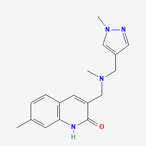 molecular formula C17H20N4O B5952282 7-methyl-3-({methyl[(1-methyl-1H-pyrazol-4-yl)methyl]amino}methyl)quinolin-2(1H)-one 